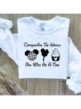 Disney Epcot Conquering the World On Bite at a Time Sweatshirt